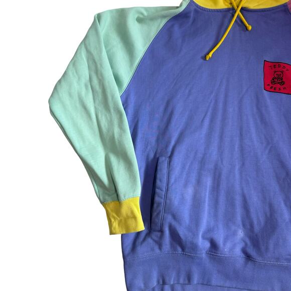 Teddy Fresh Color Block Hoodie Size MEDIUM Sweatshirt TED Colorful Jacket - Picture 4 of 10